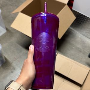 NEW venti Starbucks iridescent purple/blue dome tumbler